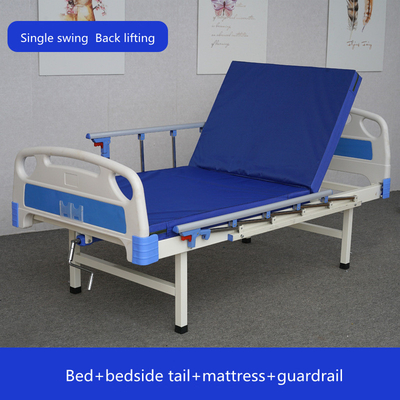Single Crank Manual Medical Beds Anti Collision With Mattress Guardrail
