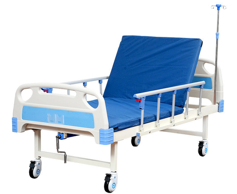 Stainless Steel 1 Crank Hospital Trolley Bed Clinic Patient Bed With Infusion Stand
