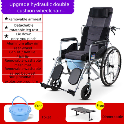 CE Full Lying Medical Transport Wheelchair With Detachable Armrest Legrest