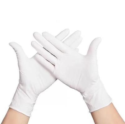 Powder Free White Disposable Protective Gloves Hydrochloric Acid Resistance