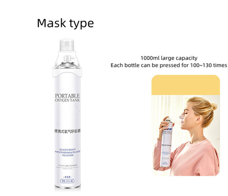 Tinplate 1000Ml Personal Oxygen Inhalers Portable Oxygen Cylinder For Travel