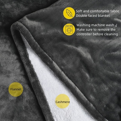 6 Levels Washable Heating Pad Electric Flannel Blanket With 2-10H Timer