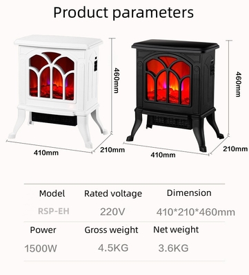 2 Temperature Adjust Level Electric Fireplace Heater Indoor LED Decorative Flame